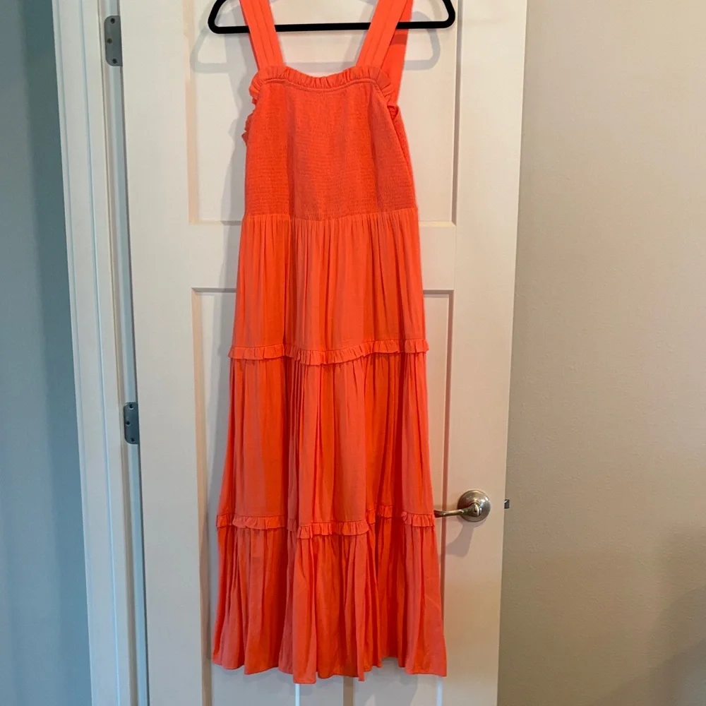 entro Coral Orange Tiered Maxi Dress - Picture 1 of 4